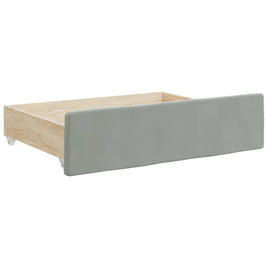 Daybed with Trundle&Drawers without Mattress Light Grey 90x190 cm Price