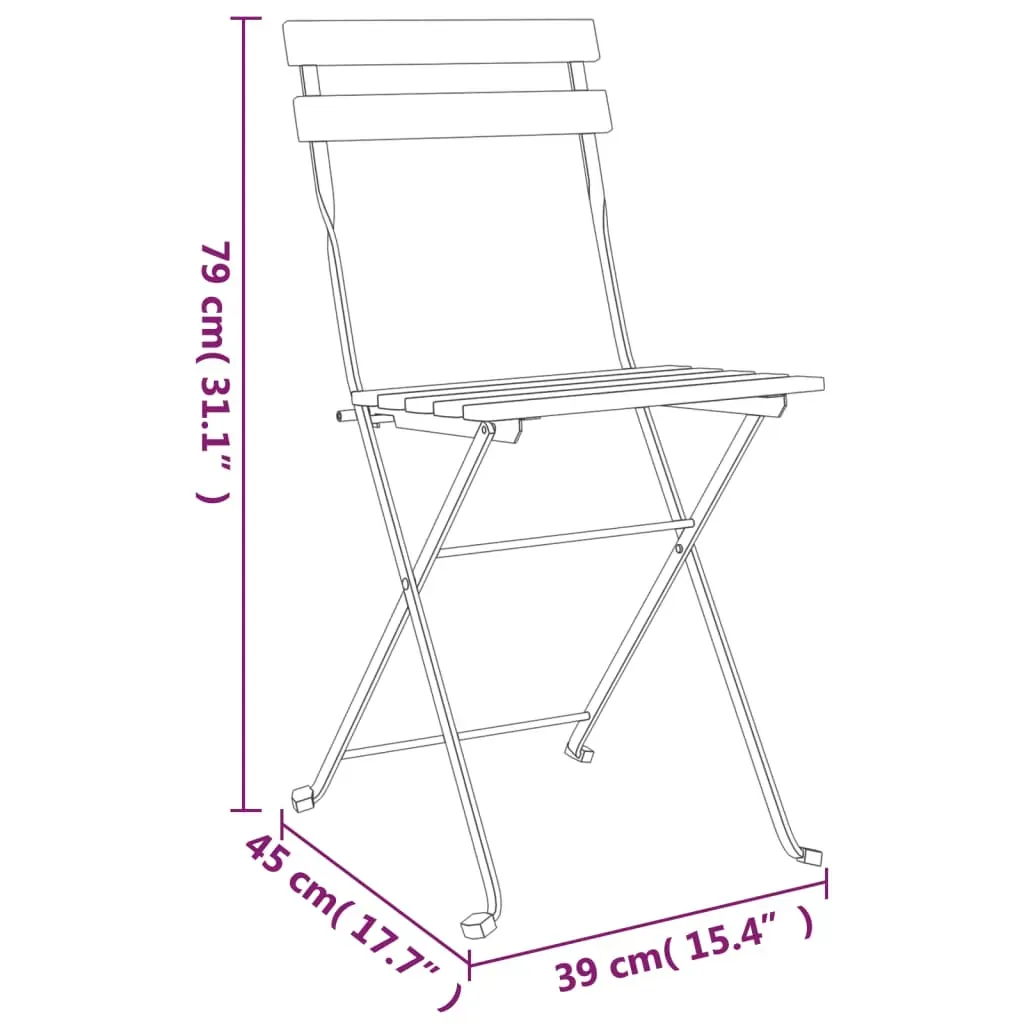 3 Piece Folding Bistro Set Solid Wood Teak and Steel Price