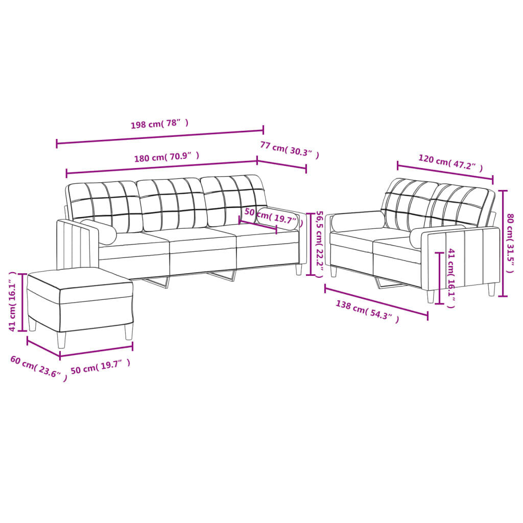 3 Piece Sofa Set with Pillows Dark Grey Fabric Price