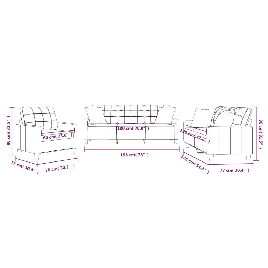 3 Piece Sofa Set with Pillows Black Faux Leather Price