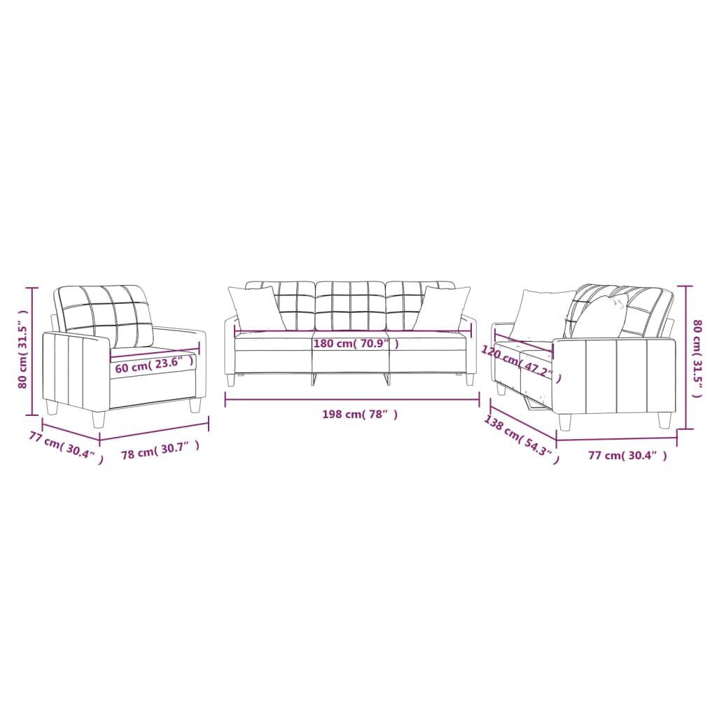 3 Piece Sofa Set with Pillows Cream Faux Leather Price