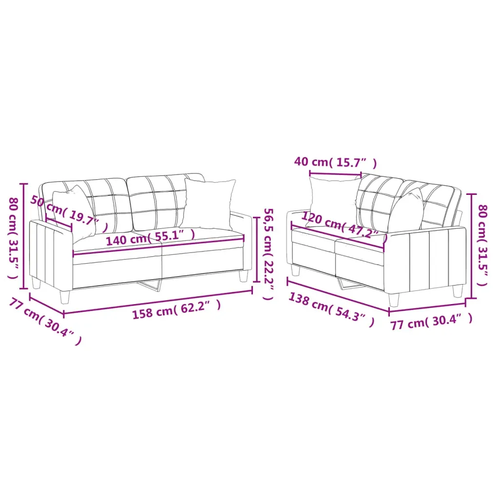 2 Piece Sofa Set with Pillows Cream Faux Leather Price