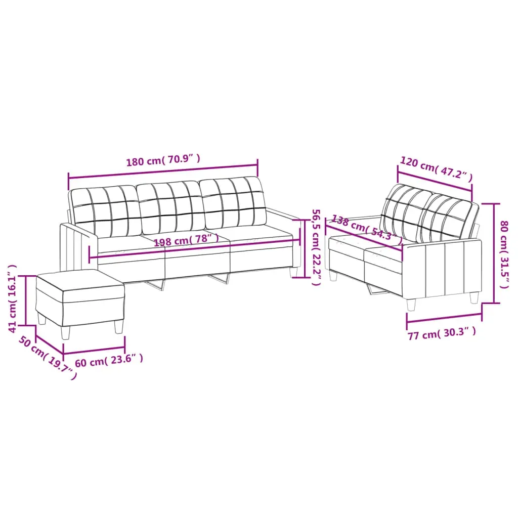3 Piece Sofa Set with Cushions Cappuccino Faux Leather Price