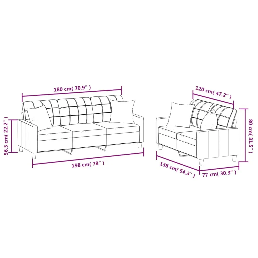 2 Piece Sofa Set with Pillows Cream Faux Leather Price