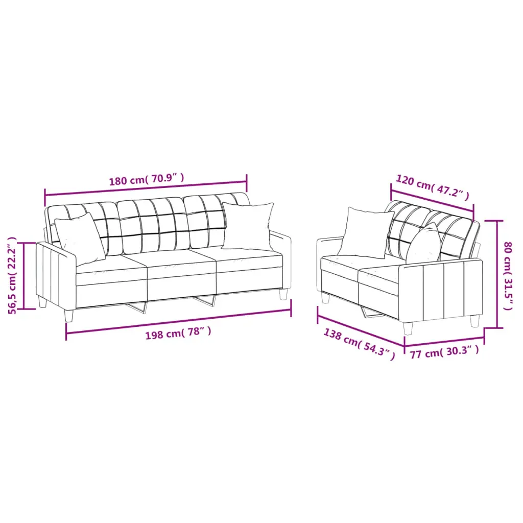2 Piece Sofa Set with Pillows Grey Faux Leather Price