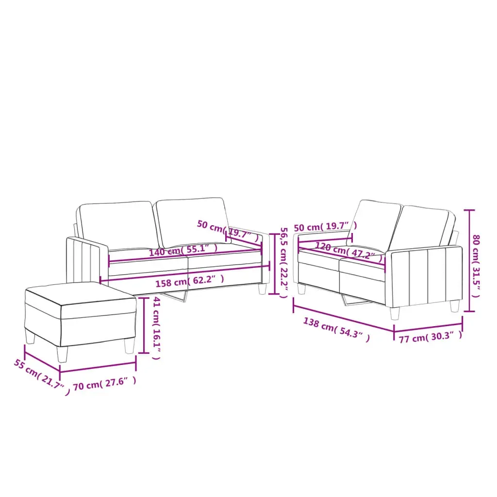 3 Piece Sofa Set with Cushions Black Faux Leather Price