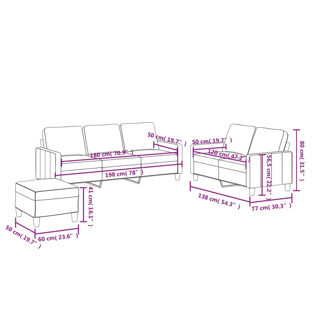 3 Piece Sofa Set with Cushions Cappuccino Faux Leather Price