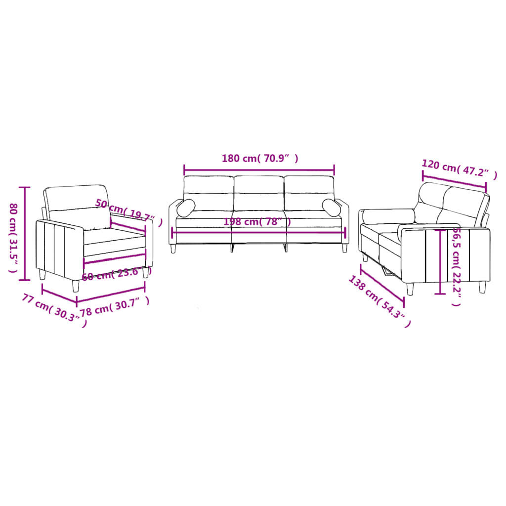 3 Piece Sofa Set with Pillows Dark Grey Fabric Price