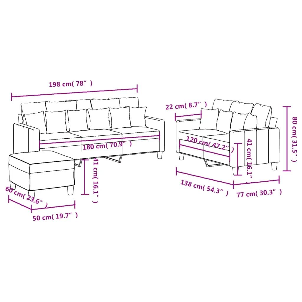 3 Piece Sofa Set with Cushions Dark Grey Fabric Price