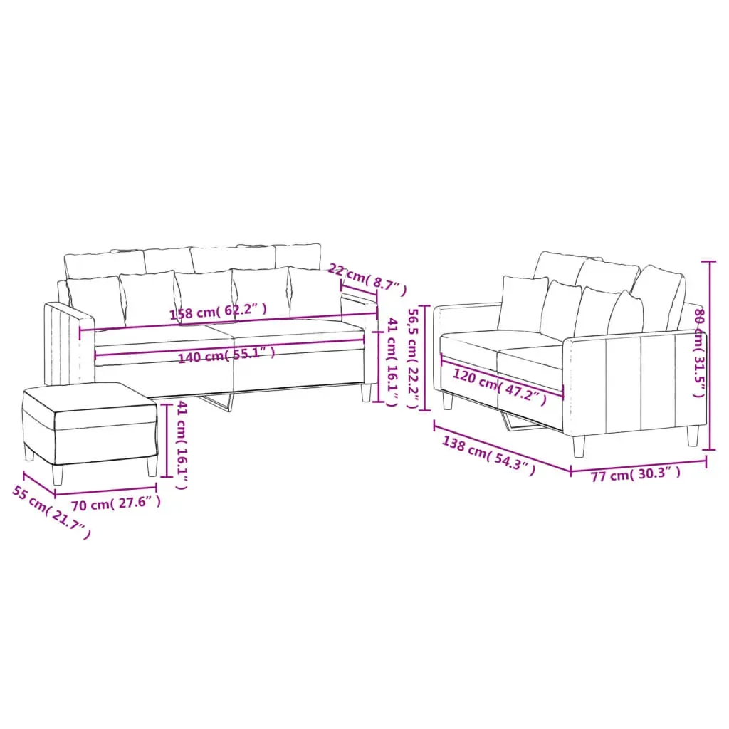 3 Piece Sofa Set with Cushions Dark Grey Velvet Price