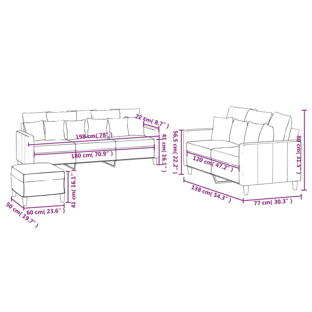 3 Piece Sofa Set with Cushions Light Grey Velvet Price