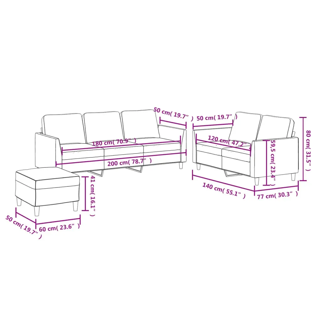 3 Piece Sofa Set with Cushions Black Faux Leather Price