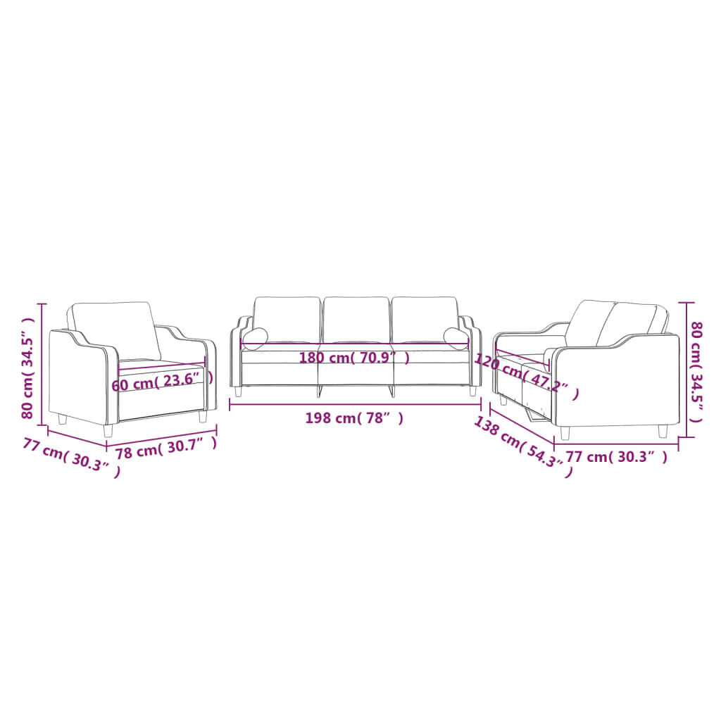 3 Piece Sofa Set with Pillows Black Fabric Price
