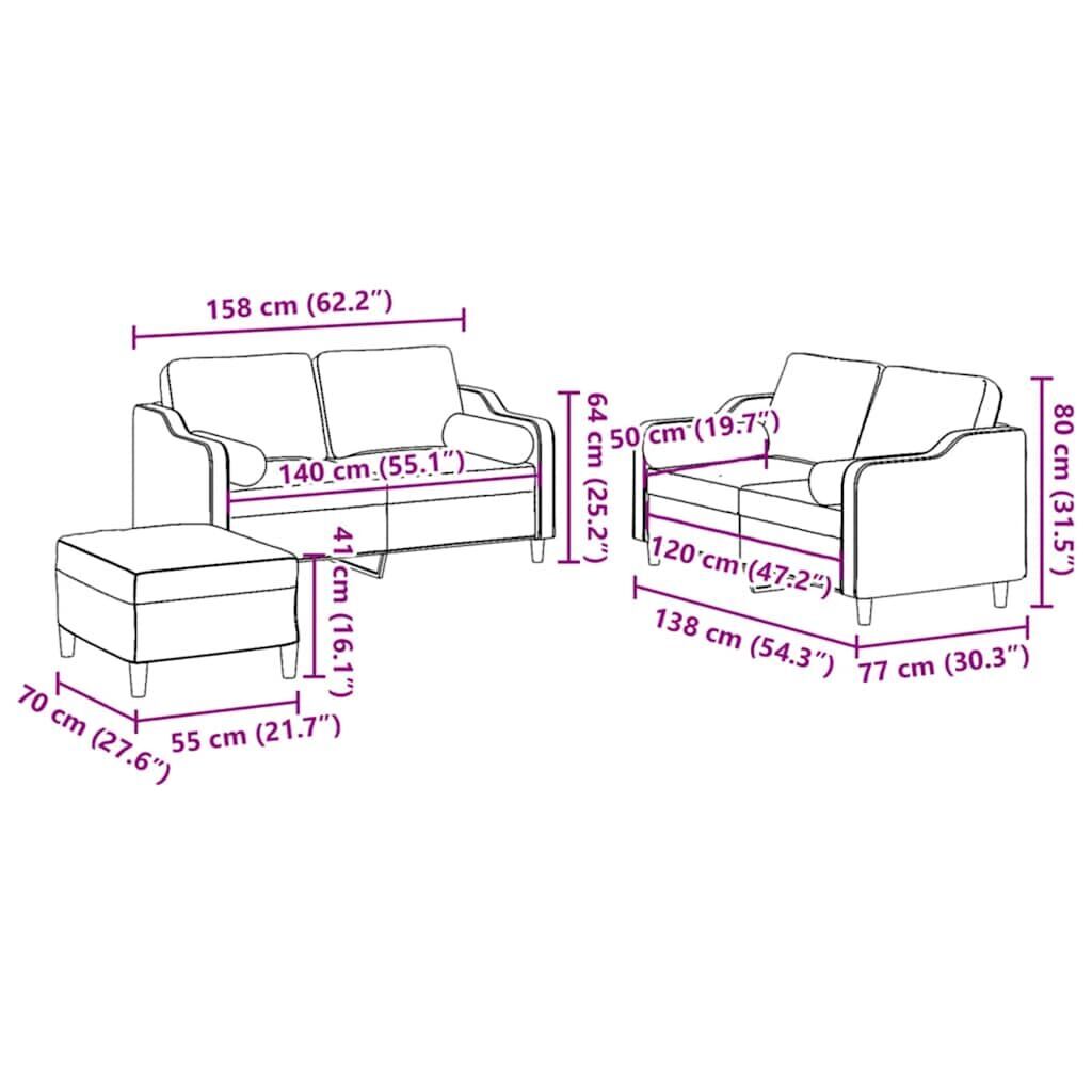 3 Piece Sofa Set with Pillows Black Fabric Price