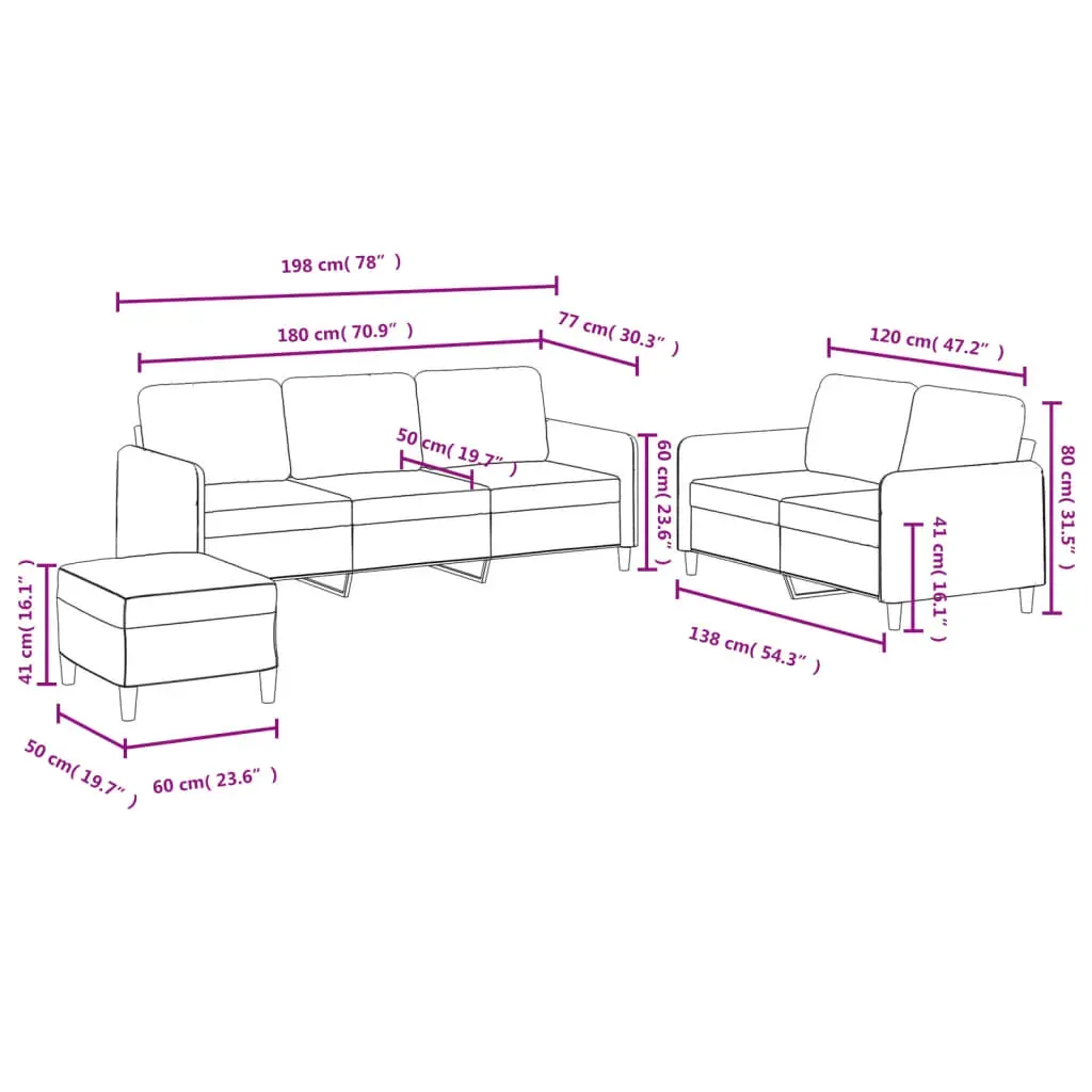 3 Piece Sofa Set Light Grey Velvet Price