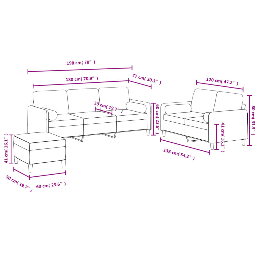 3 Piece Sofa Set with Pillows Dark Grey Velvet Price