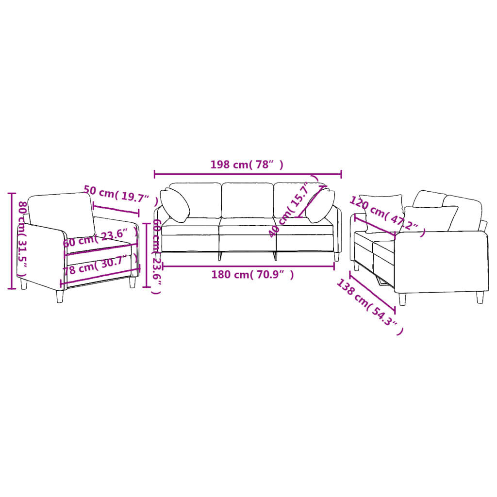 3 Piece Sofa Set with Pillows Dark Grey Fabric Price