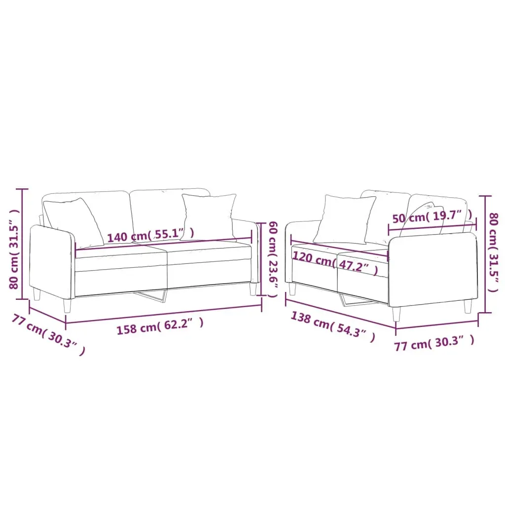 2 Piece Sofa Set with Pillows Light Grey Fabric Price