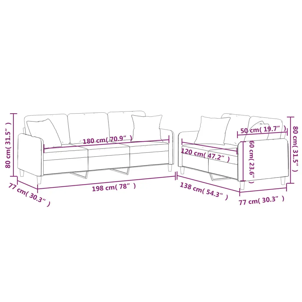 2 Piece Sofa Set with Pillows Light Grey Fabric Price