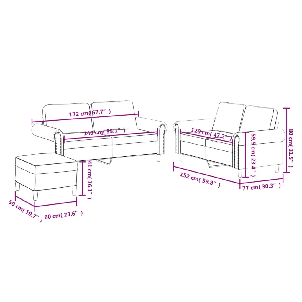 3 Piece Sofa Set with Cushions Black Faux Leather Price