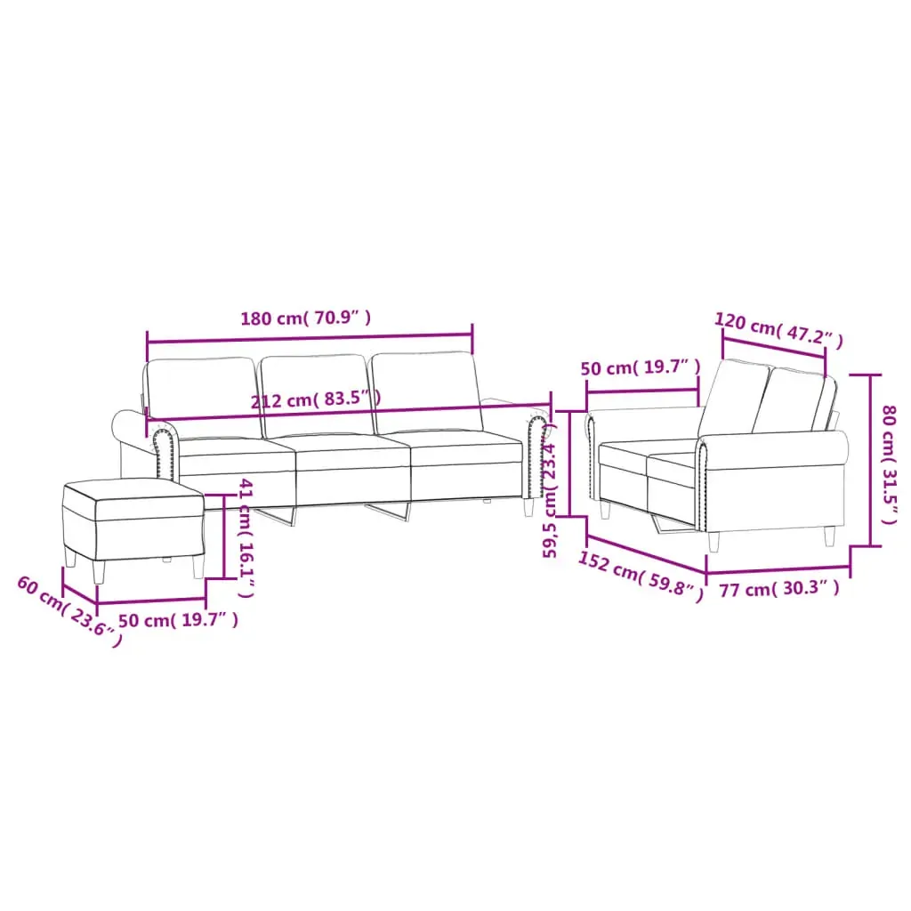 3 Piece Sofa Set with Cushions Black Velvet Price
