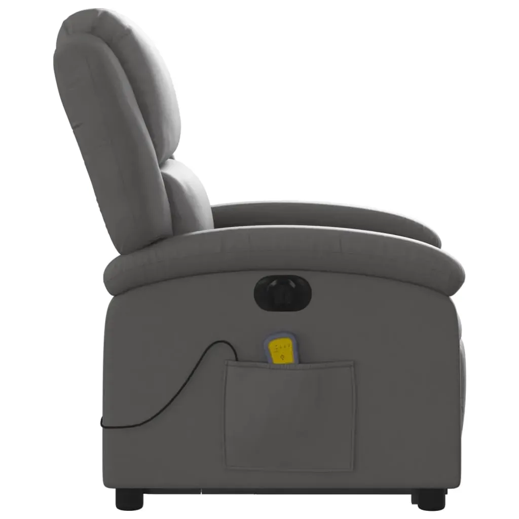 Electric Stand up Massage Recliner Chair Grey Real Leather Price