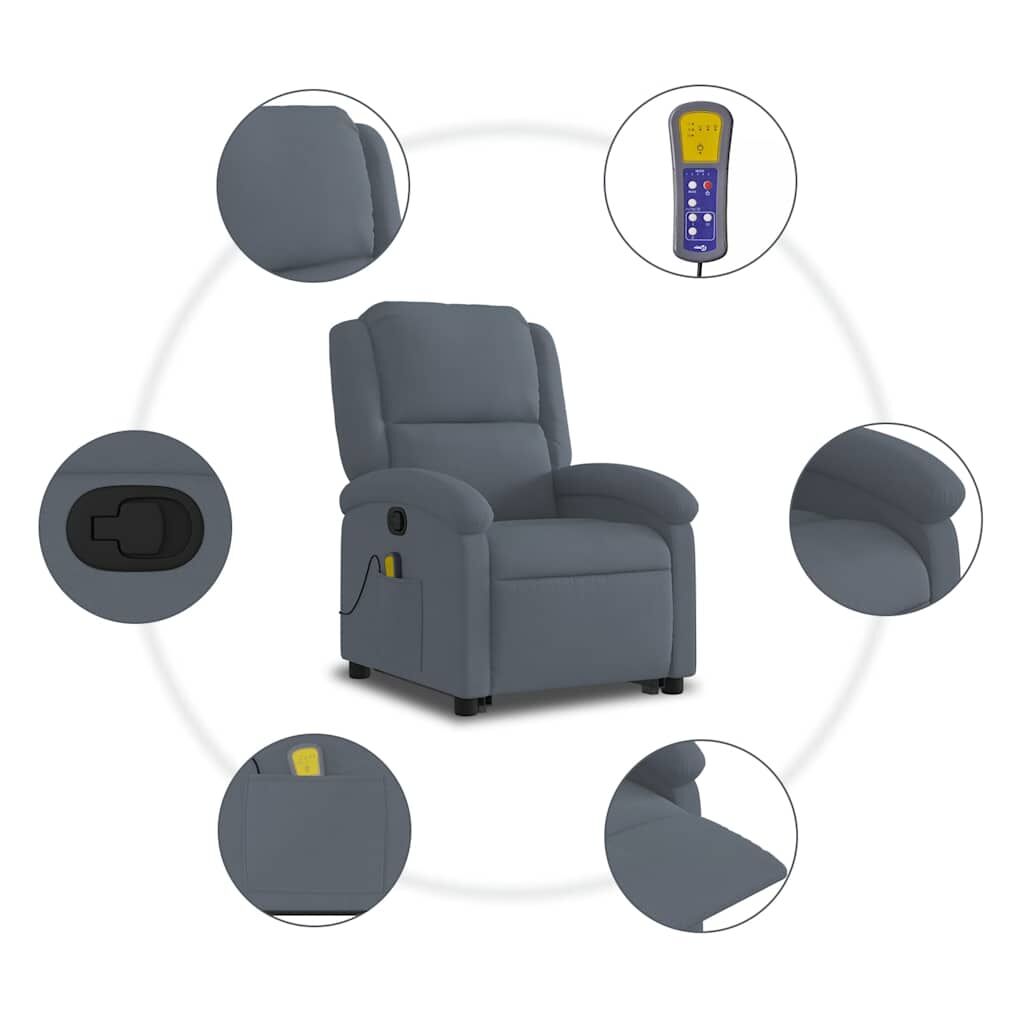 Stand up Massage Recliner Chair Dark Grey Velvet Price