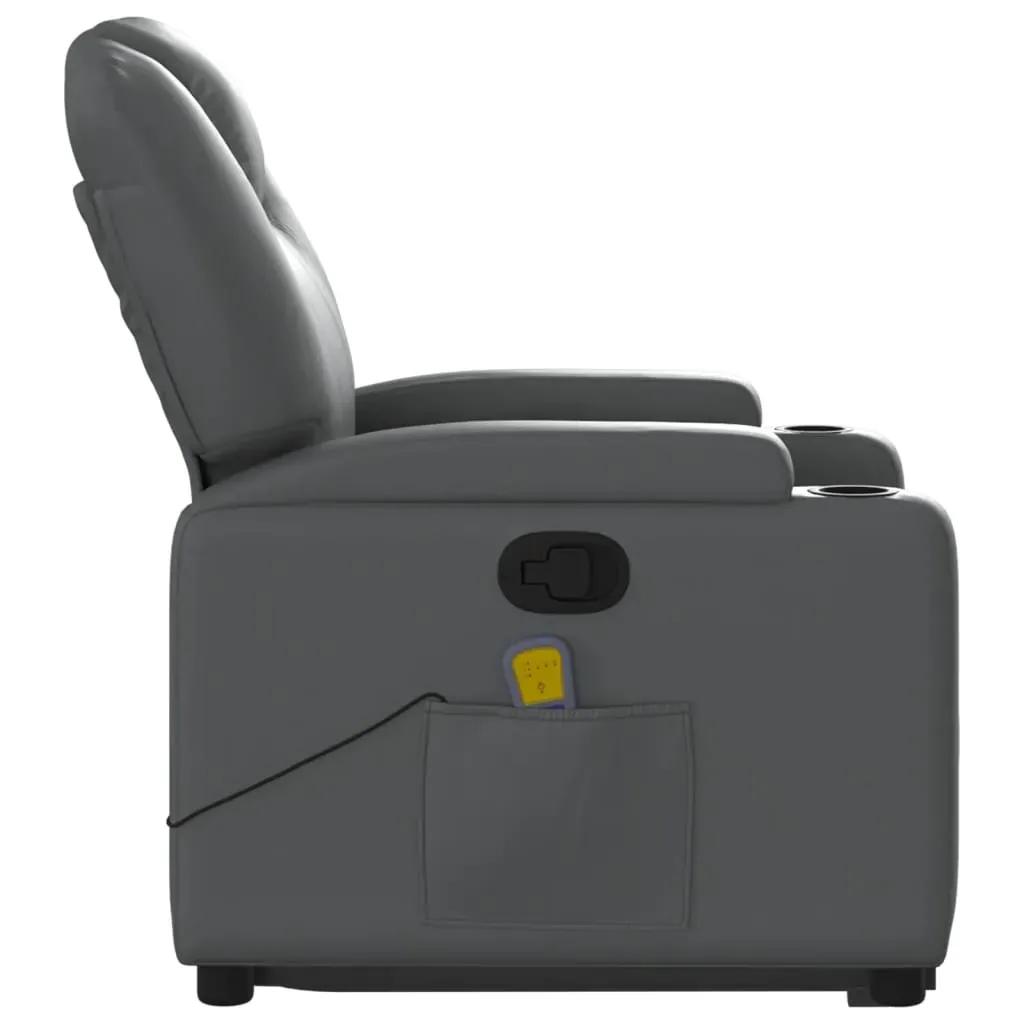 Stand up Massage Recliner Chair Grey Faux Leather Price