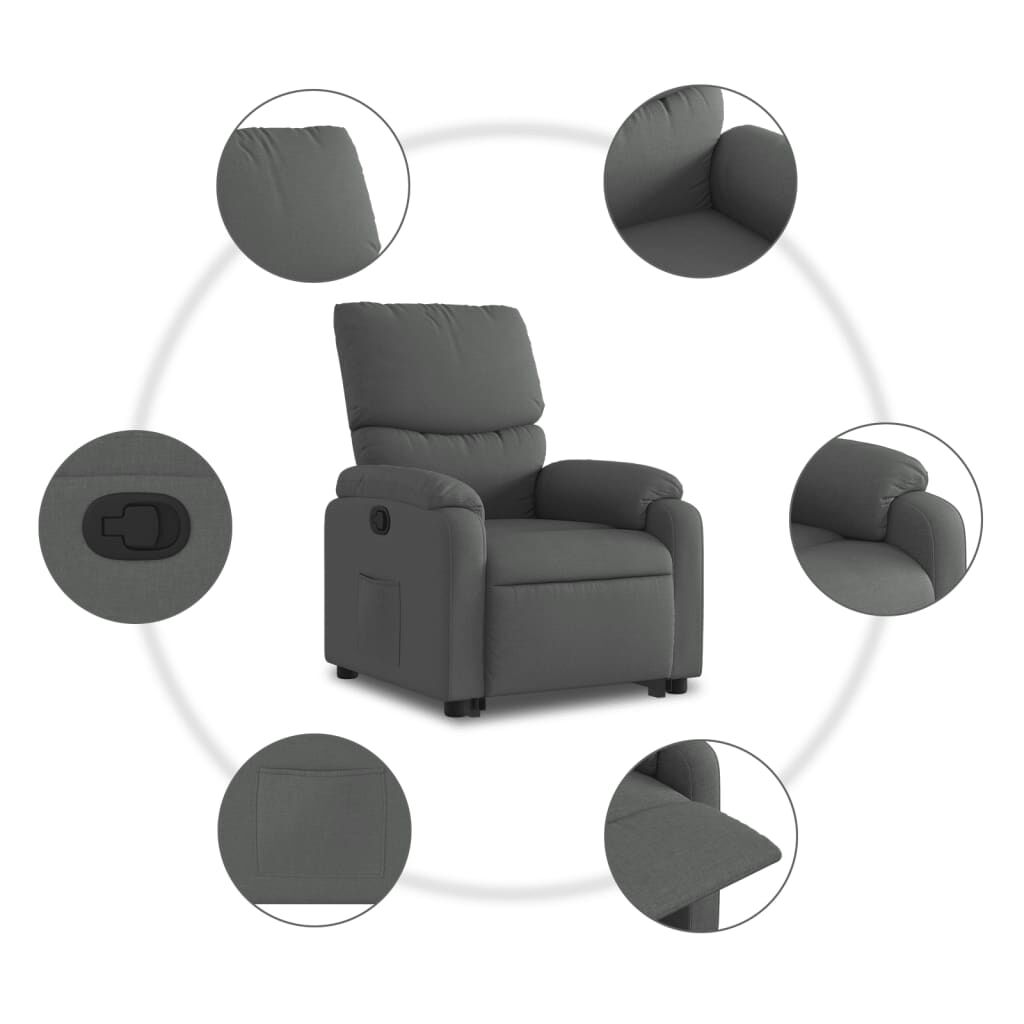 Stand up Recliner Chair Dark Grey Fabric Price
