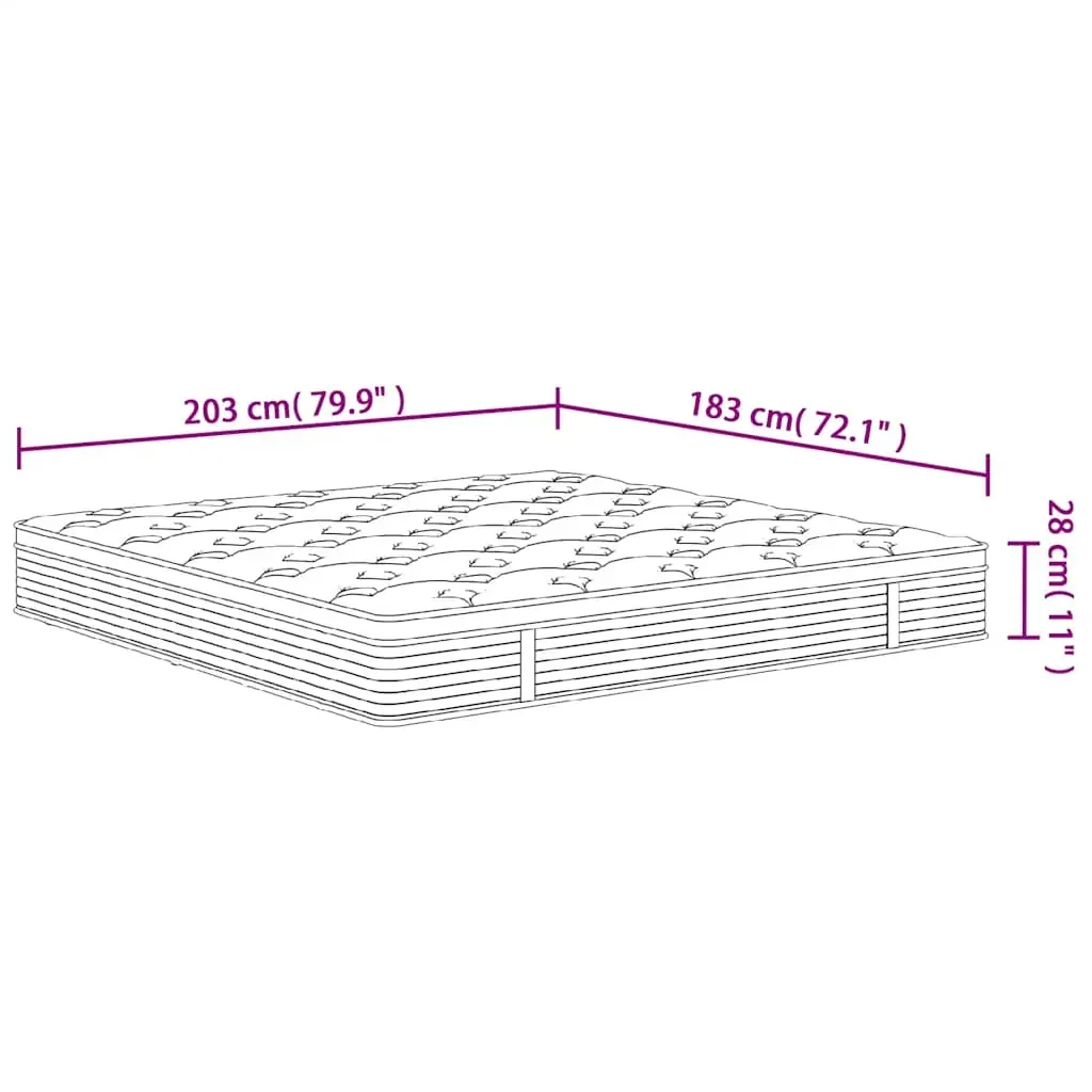 Pocket Spring Mattress Medium 183x203 cm King Size Price