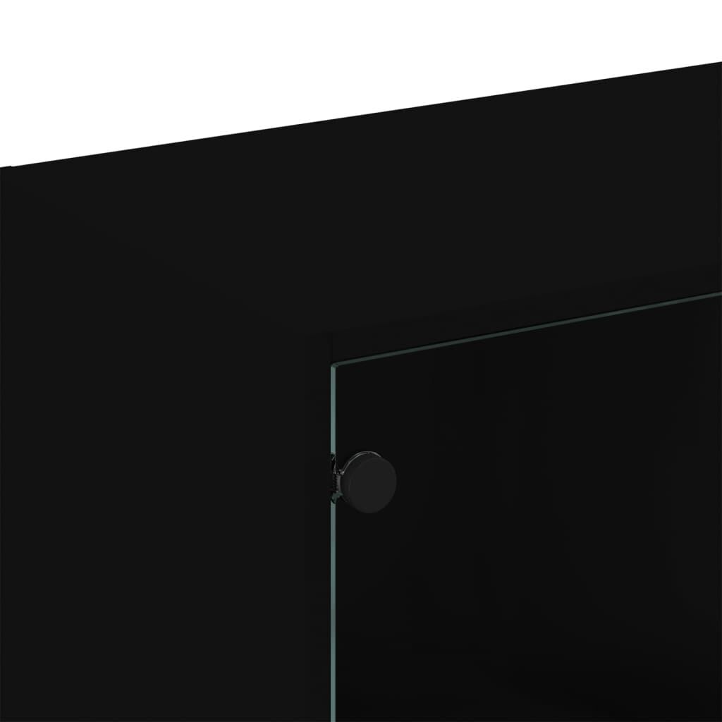 Bookcase with Doors Black 136x37x109 cm Engineered Wood Price