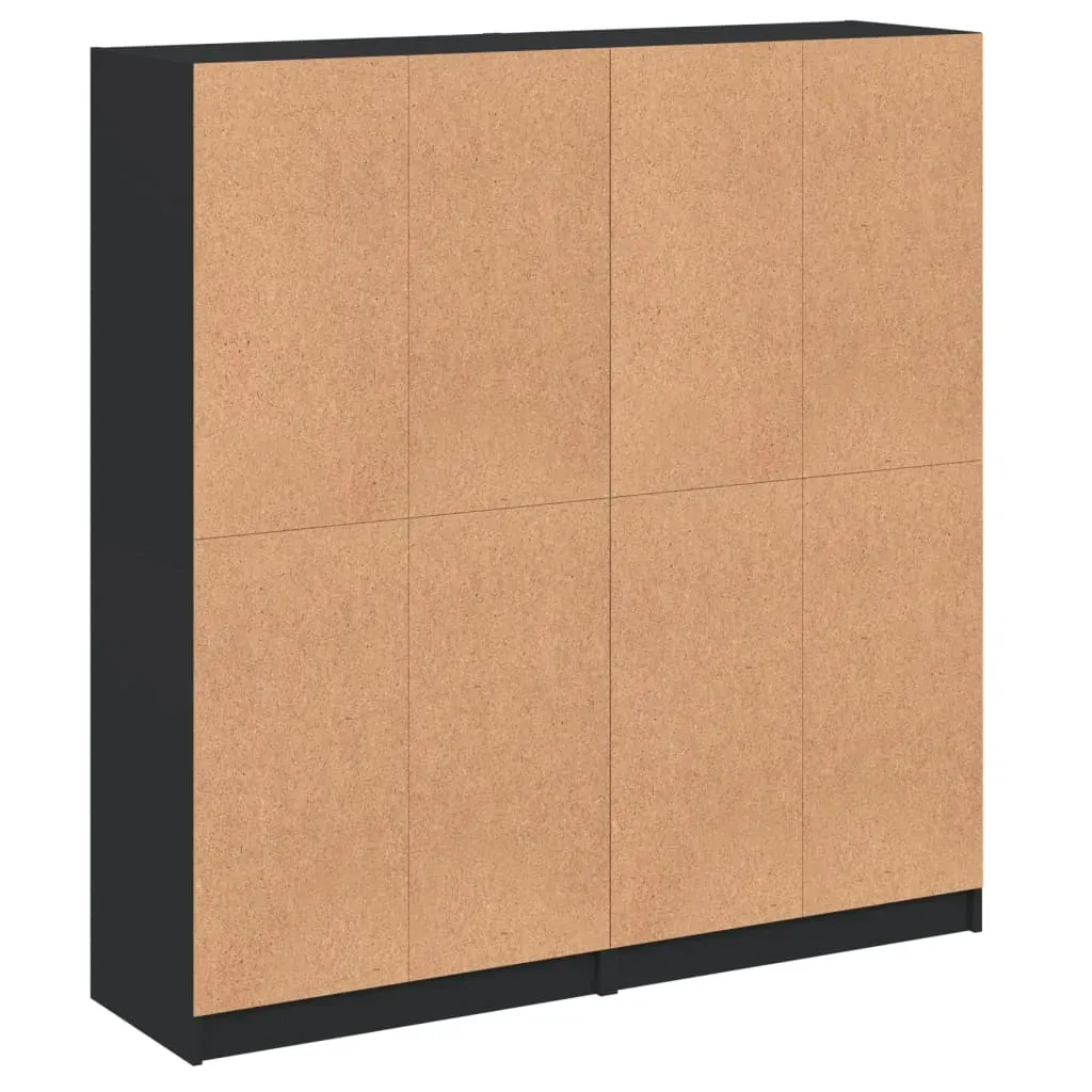 Bookcase with Doors Black 136x37x142 cm Engineered Wood Price