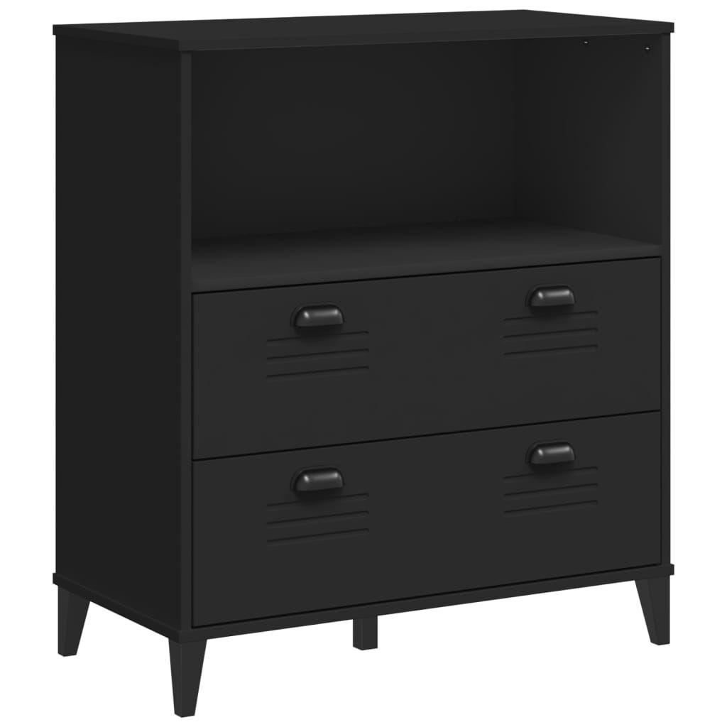 Highboard VIKEN Black 80x40x200 cm Solid Wood Pine Price