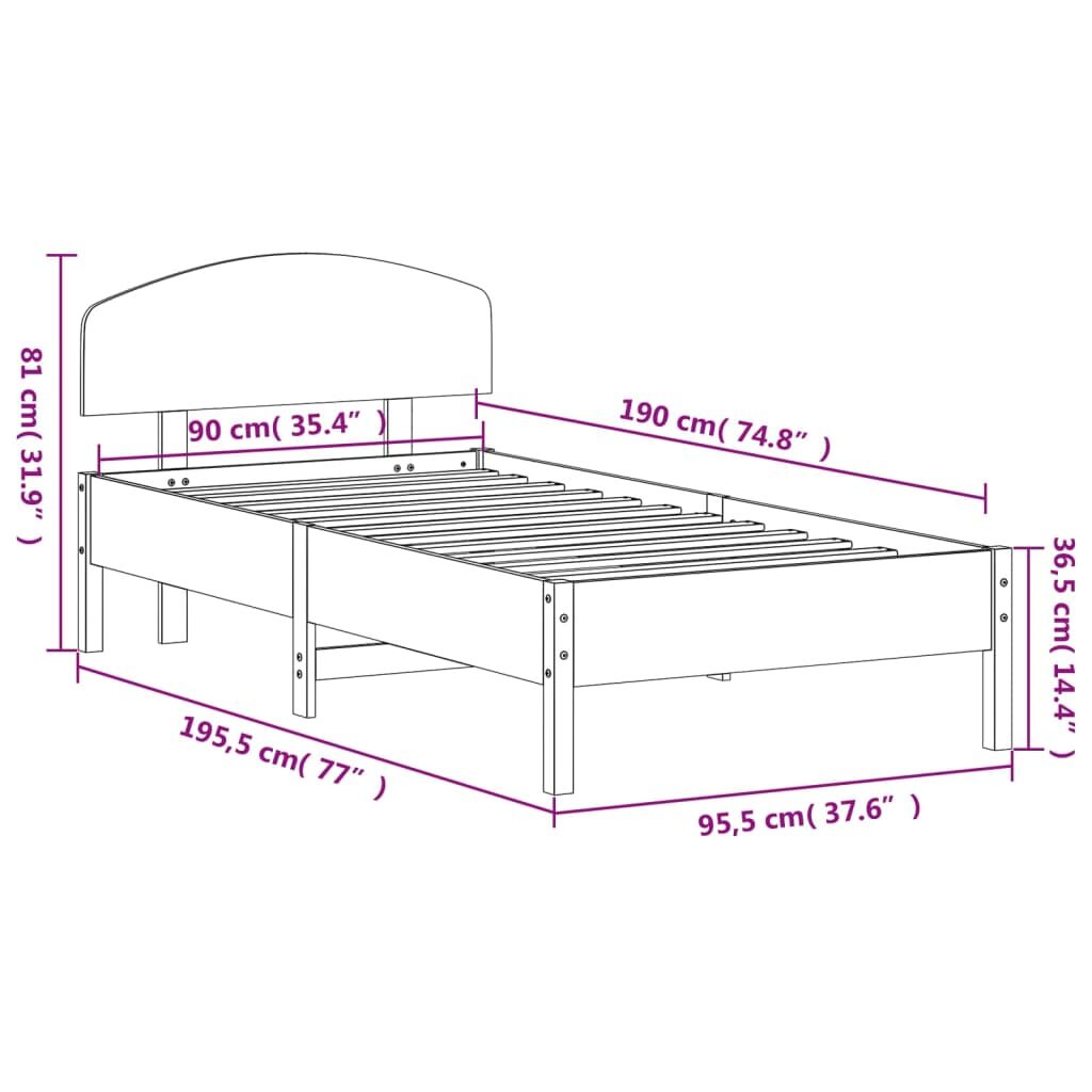Bed Frame without Mattress 90x190 cm Solid Wood Pine Price