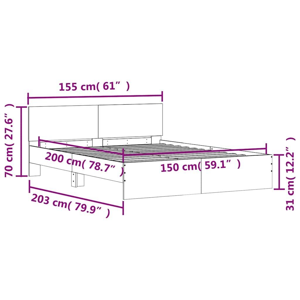Bed Frame without Mattress Sonoma Oak 150x200 cm Price