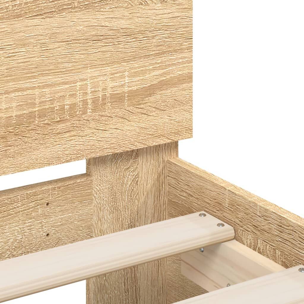 Bed Frame with LED without Mattress Sonoma Oak 150x200 cm Price