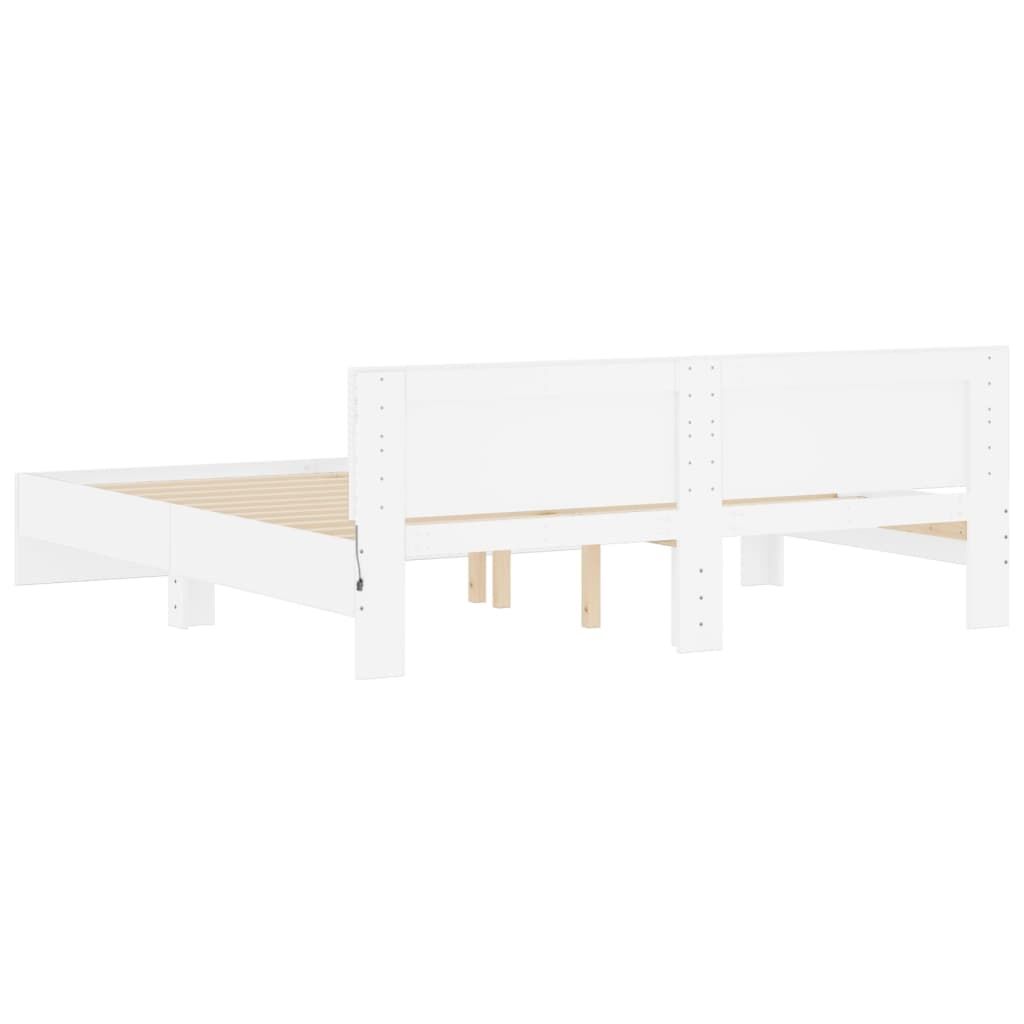 Bed Frame with LED without Mattress White 183x203 cm King Price