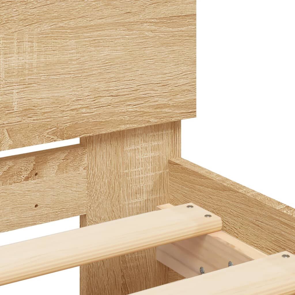 Bed Frame with LED without Mattress Sonoma Oak 183x203 cm King Price