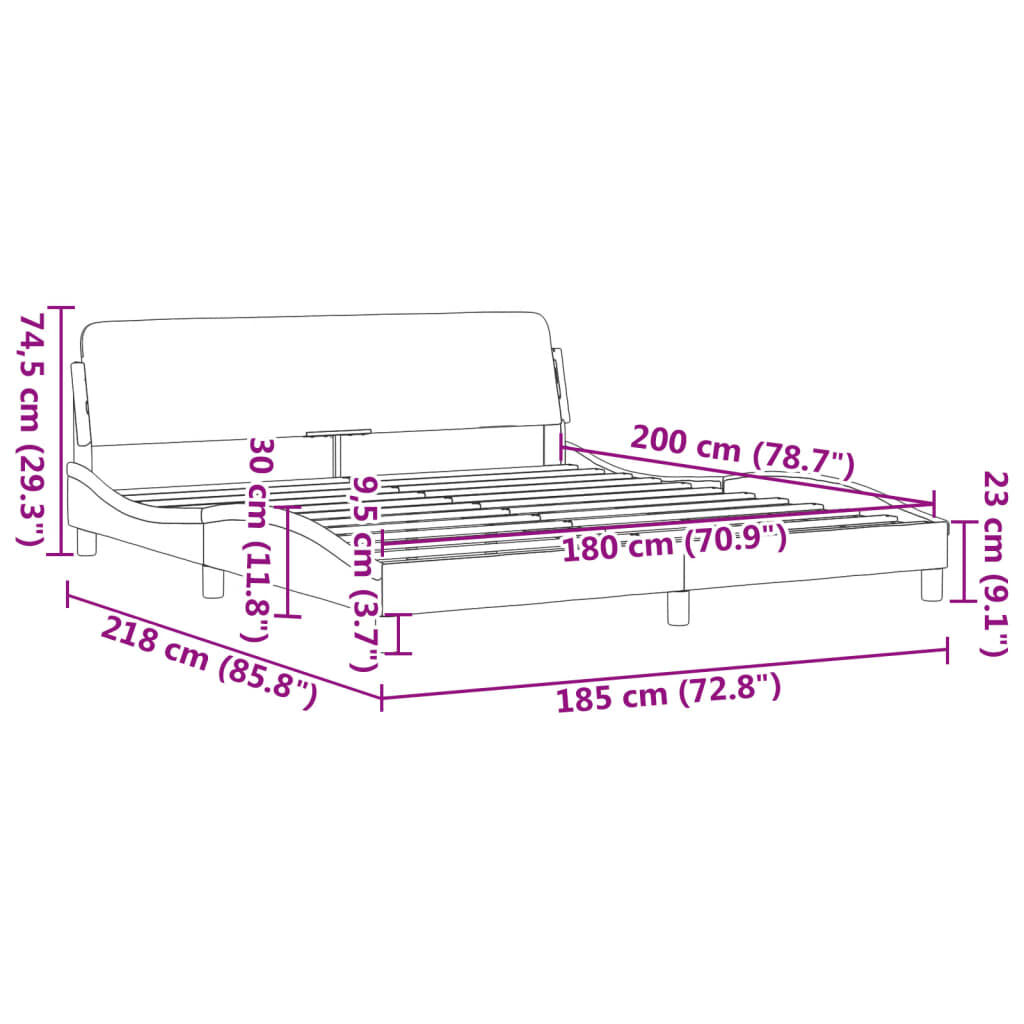 Bed Frame without Mattress Black 183x203 cm King Fabric Price