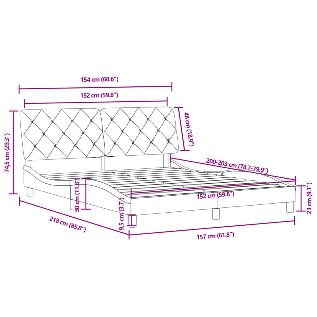 Bed Frame without Mattress Black 152x203 cm Queen Velvet Price