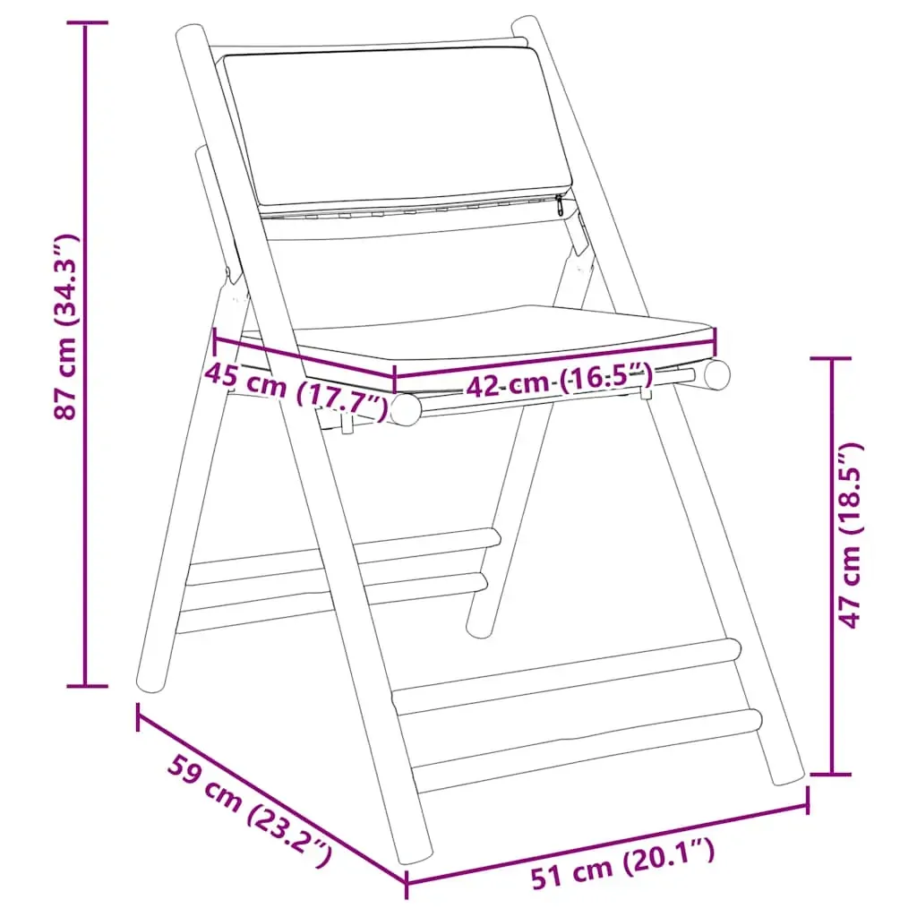 6 Piece Folding Bistro Chairs with Cream White Cushions Bamboo Price