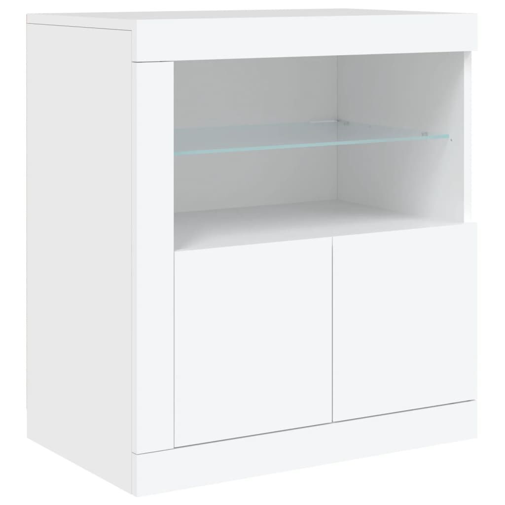 Sideboard with LED Lights White 181.5x37x67 cm Price