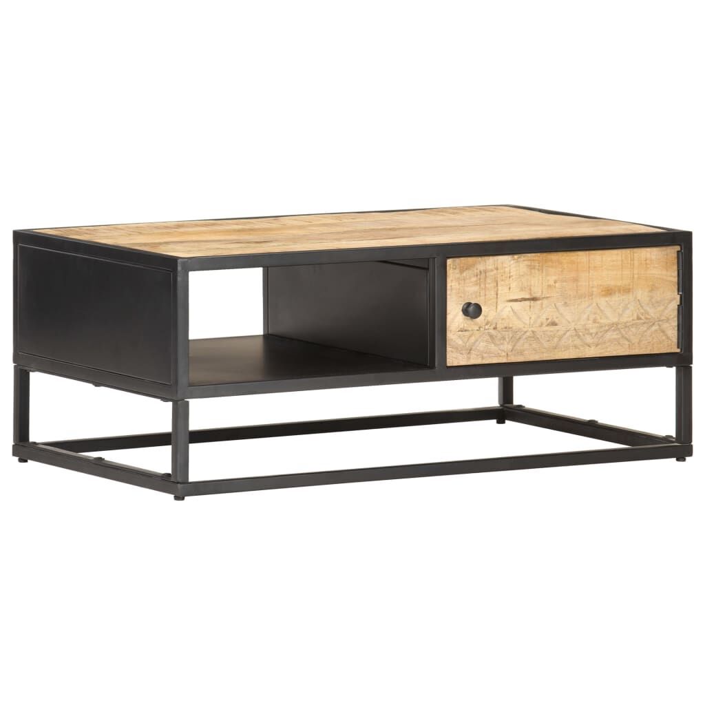 Coffee Table with Carved Door 90x55x36 cm Rough Mango Wood Price