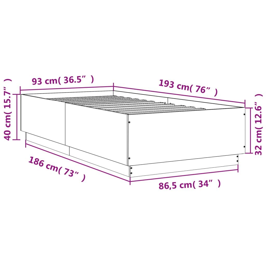 Bed Frame without Mattress Black 90x190 cm Price
