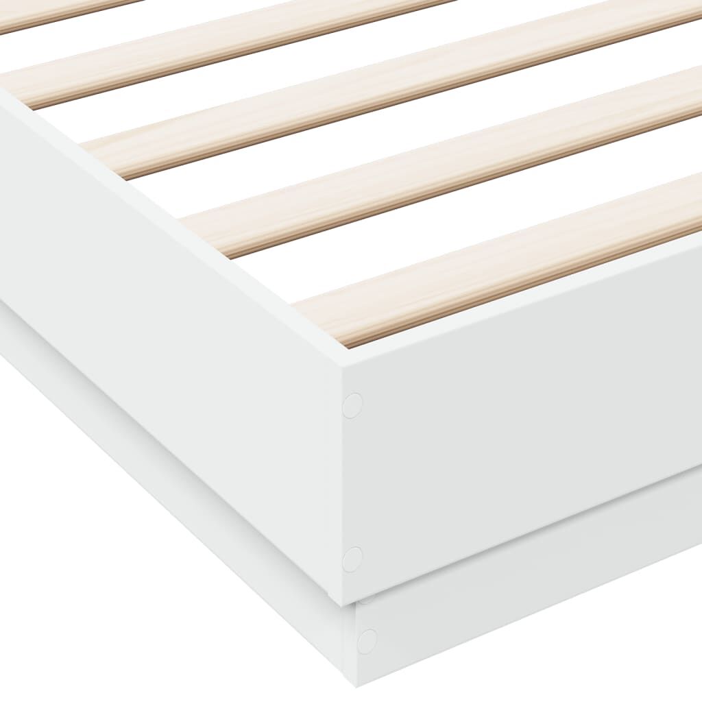 Bed Frame with LED without Mattress White 183x203 cm King Price