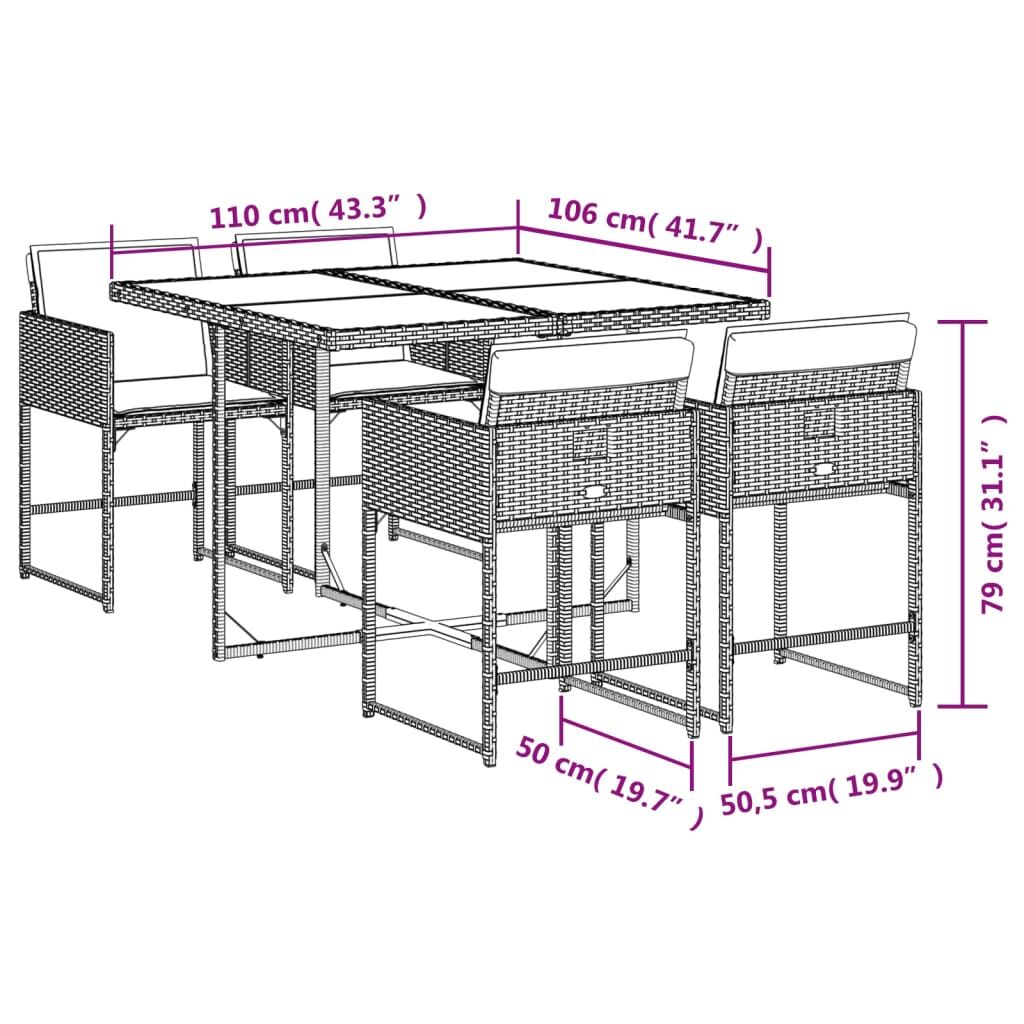 5 Piece Garden Dining Set with Cushions Light Grey Poly Rattan Price