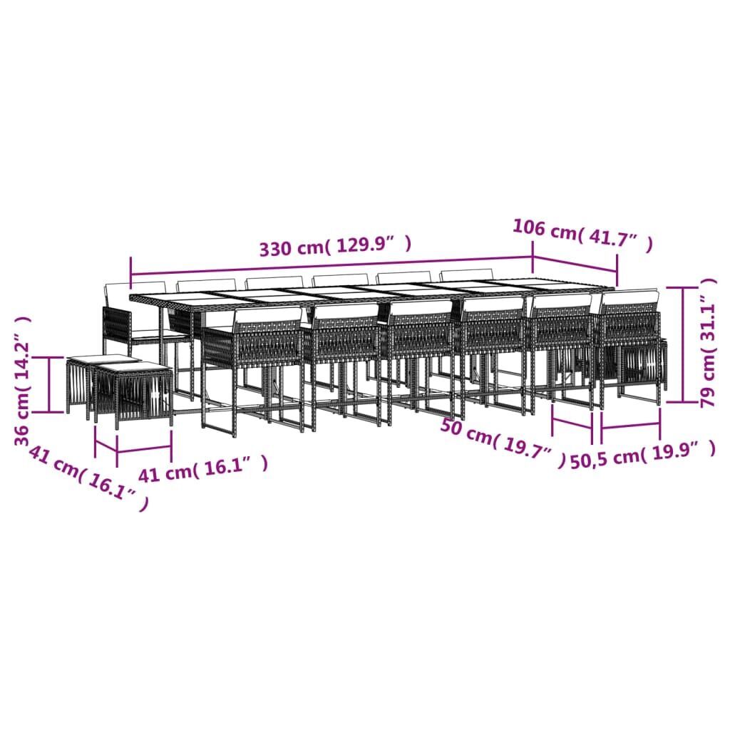 17 Piece Garden Dining Set with Cushions Light Grey Poly Rattan Price
