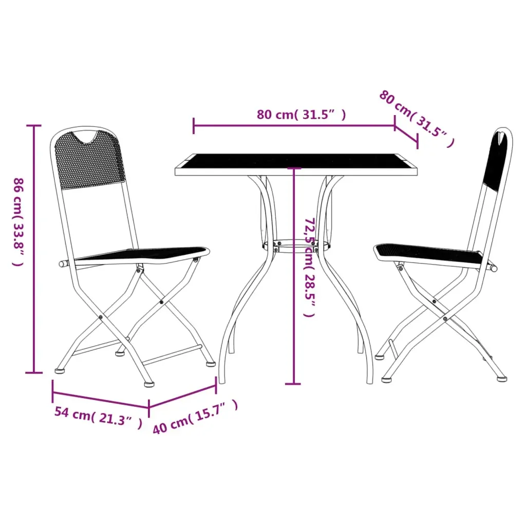 3 Piece Garden Dining Set Anthracite Metal Mesh Price