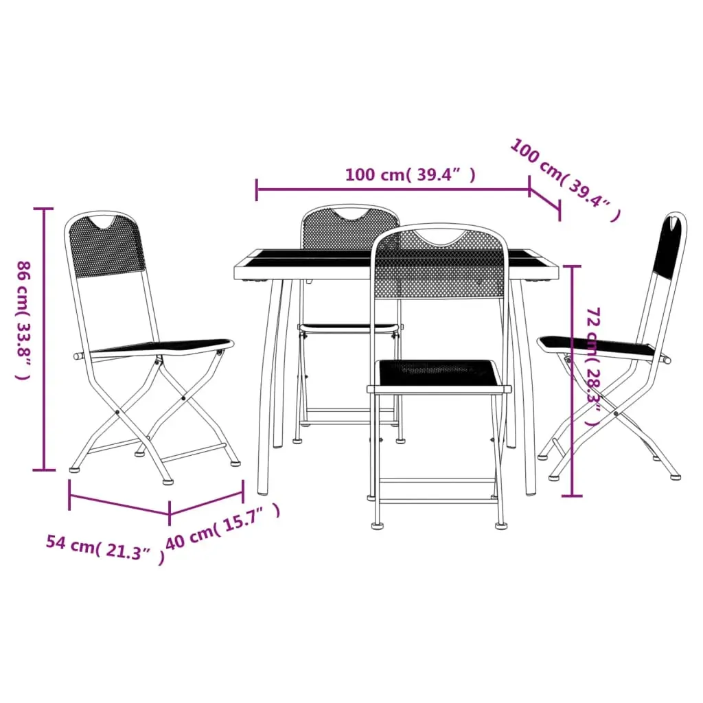 5 Piece Garden Dining Set Anthracite Metal Mesh Price