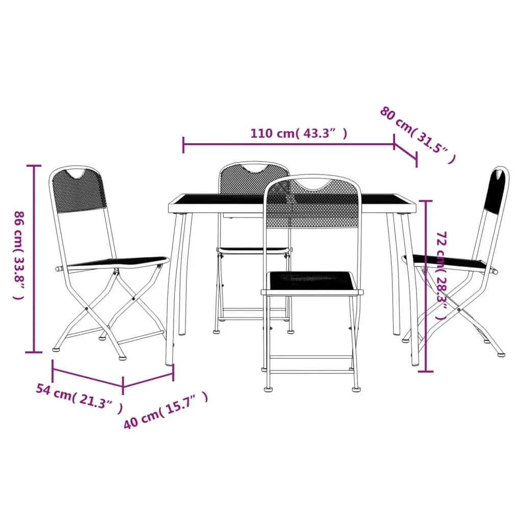 5 Piece Garden Dining Set Anthracite Metal Mesh Price